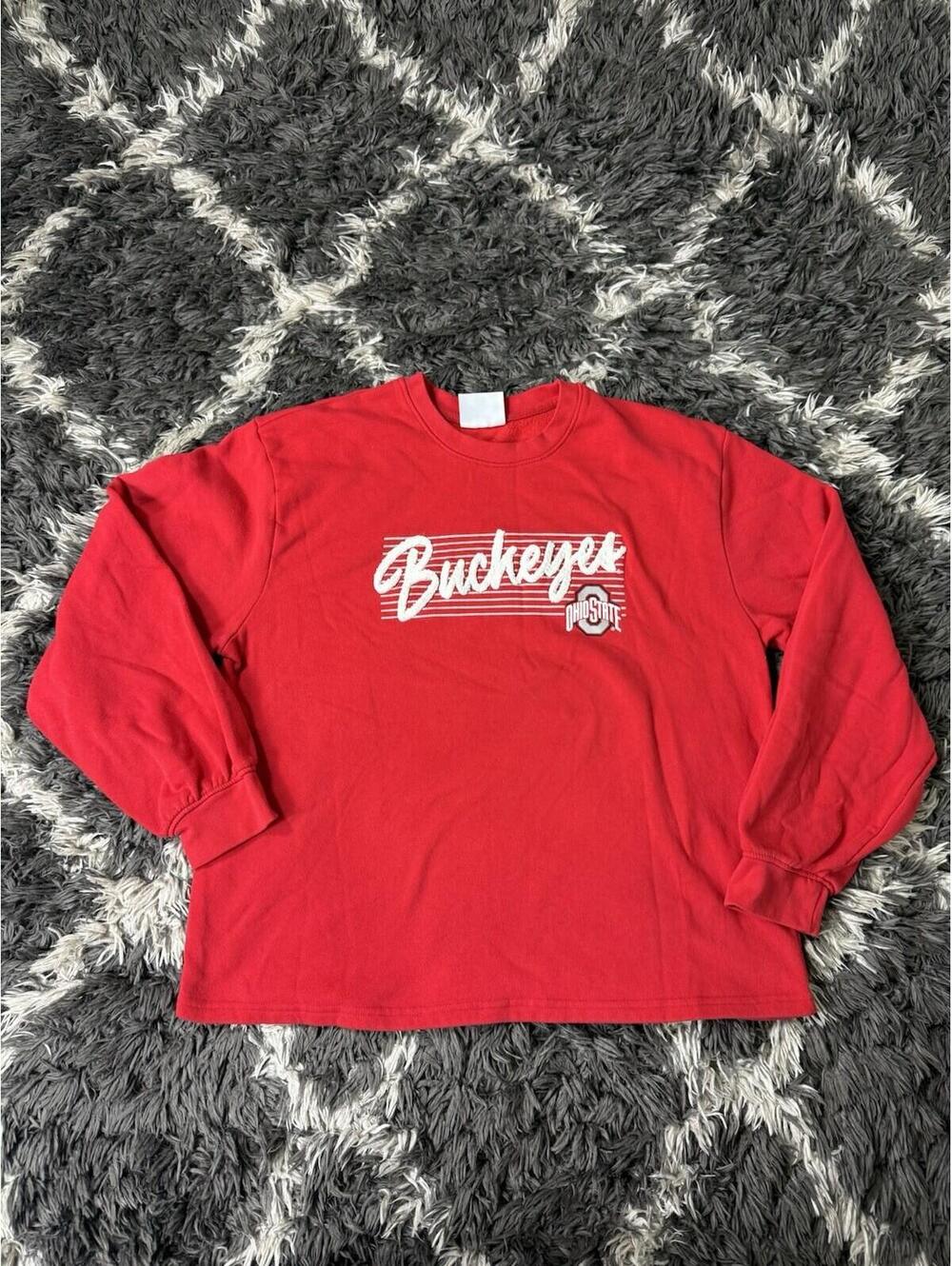 Champion Ohio State Buckeyes Sweatshirt Adult XL Red Crewneck Script NCAA Fleece
